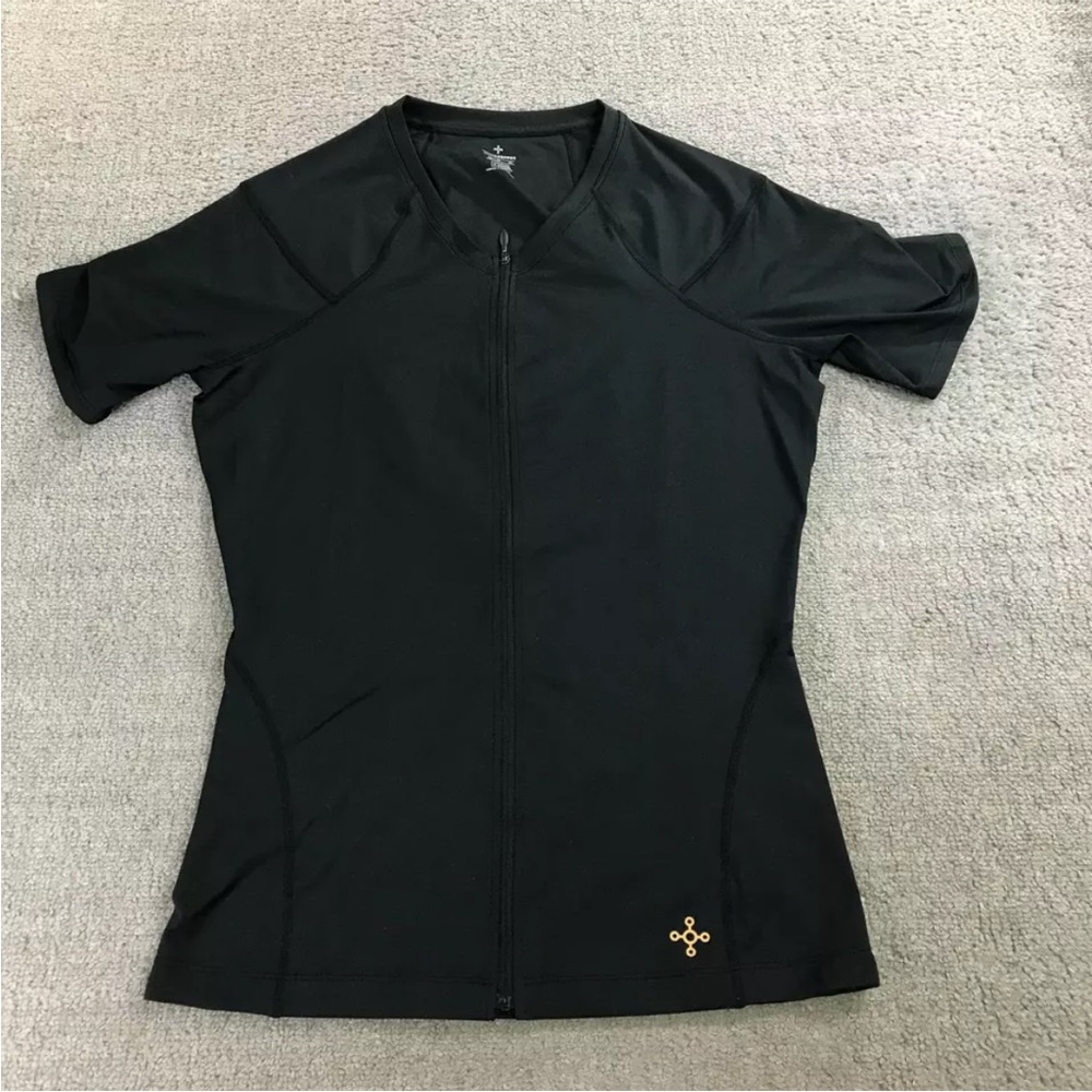 Women Tommie Copper Top XL Short Sleeve Full Zip Support Compression Black